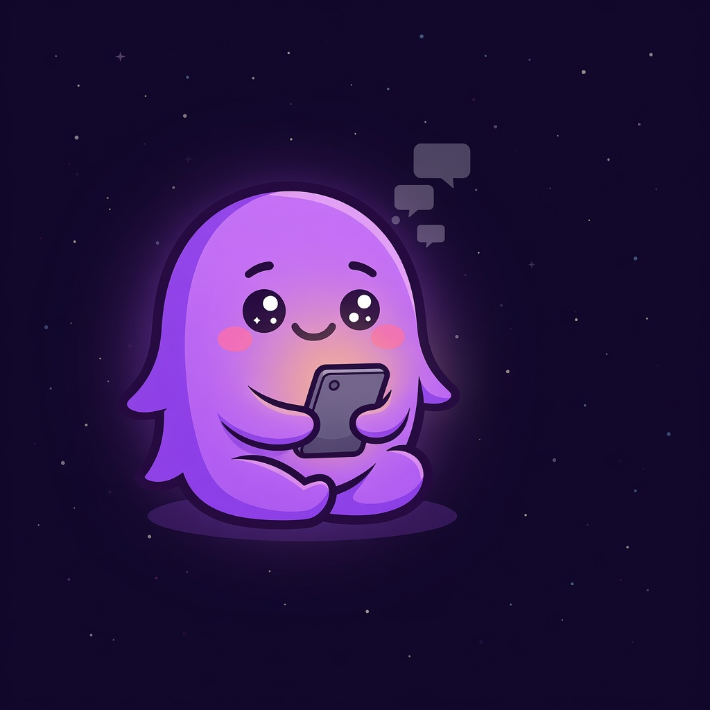 Maskot callby sedang chatting di ponsel